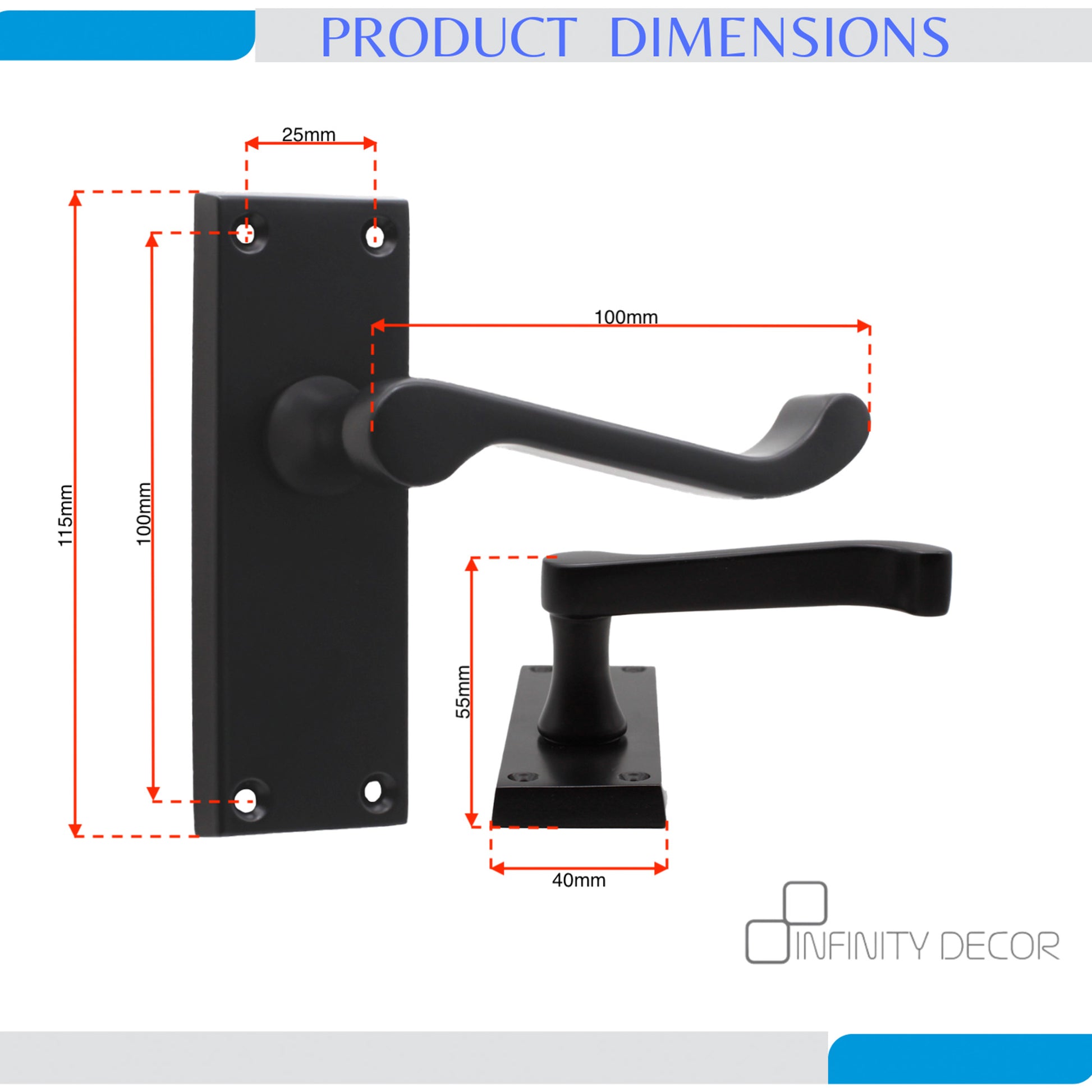 Lever on Backplate Door Handle Home Decor