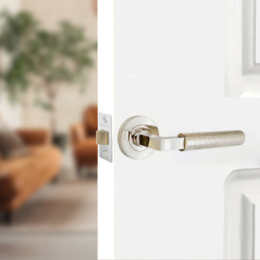 Hammered Knurlmond Lever on Rose Polished Nickel