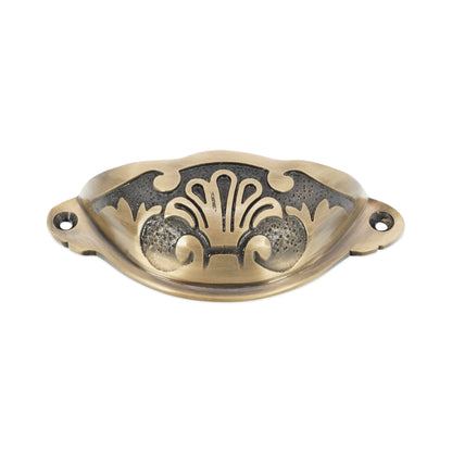 Floral Cup Pull Antique Brass