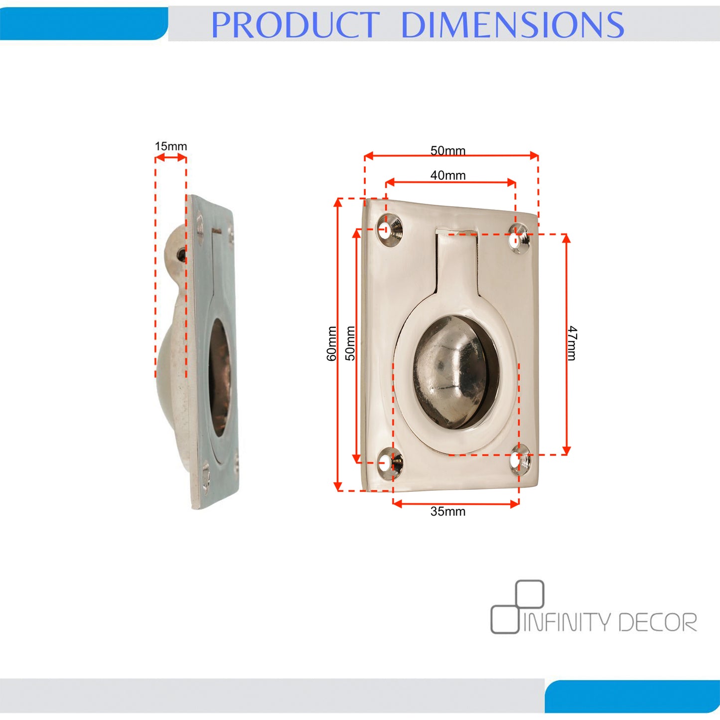 Ring Pull Square Flush Polished Nickel