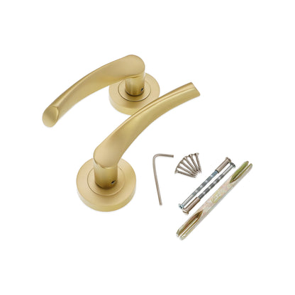 Satin Brass Lever Door Handle Home Decor 