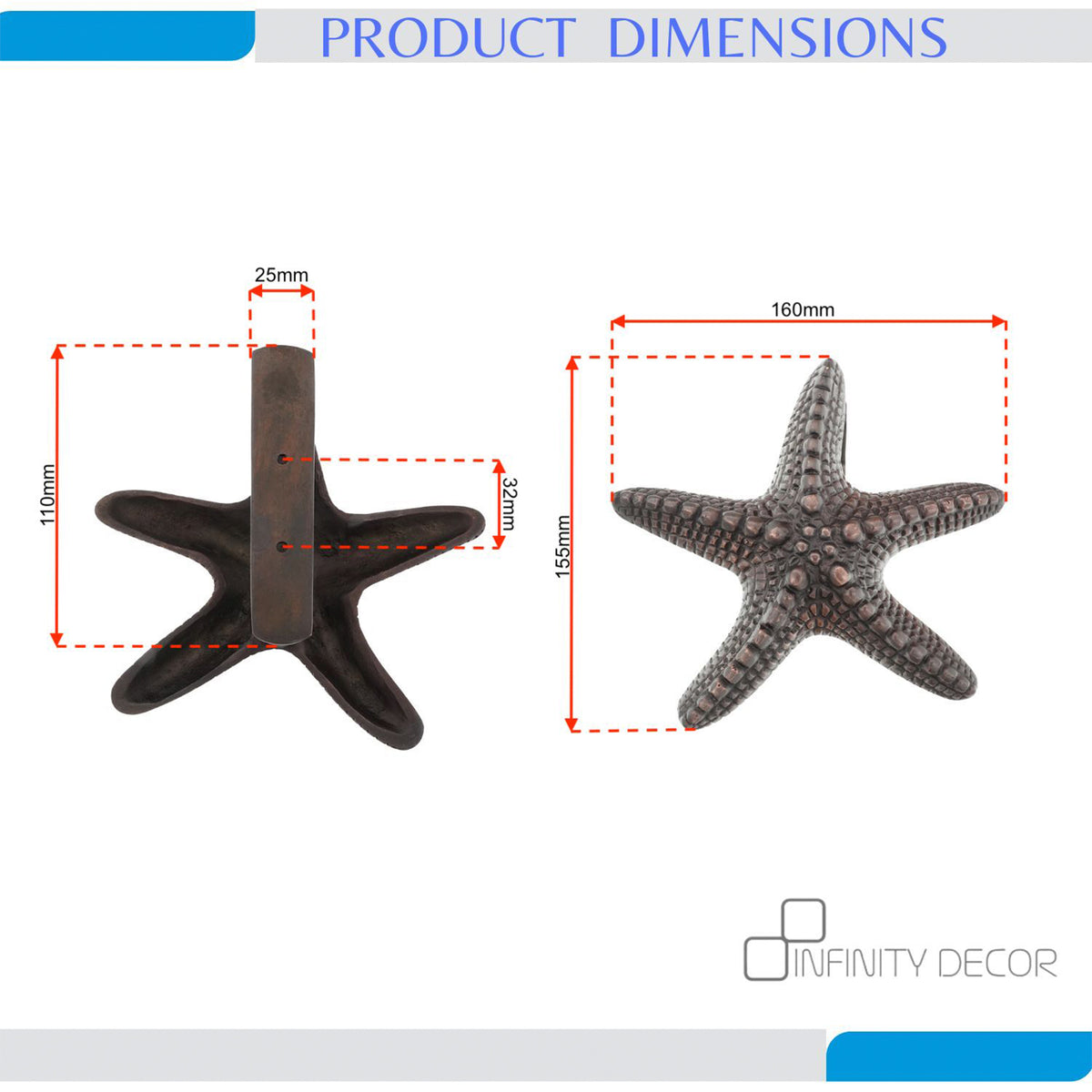 Aged Bronze Starfish Door Knocker Home Decor