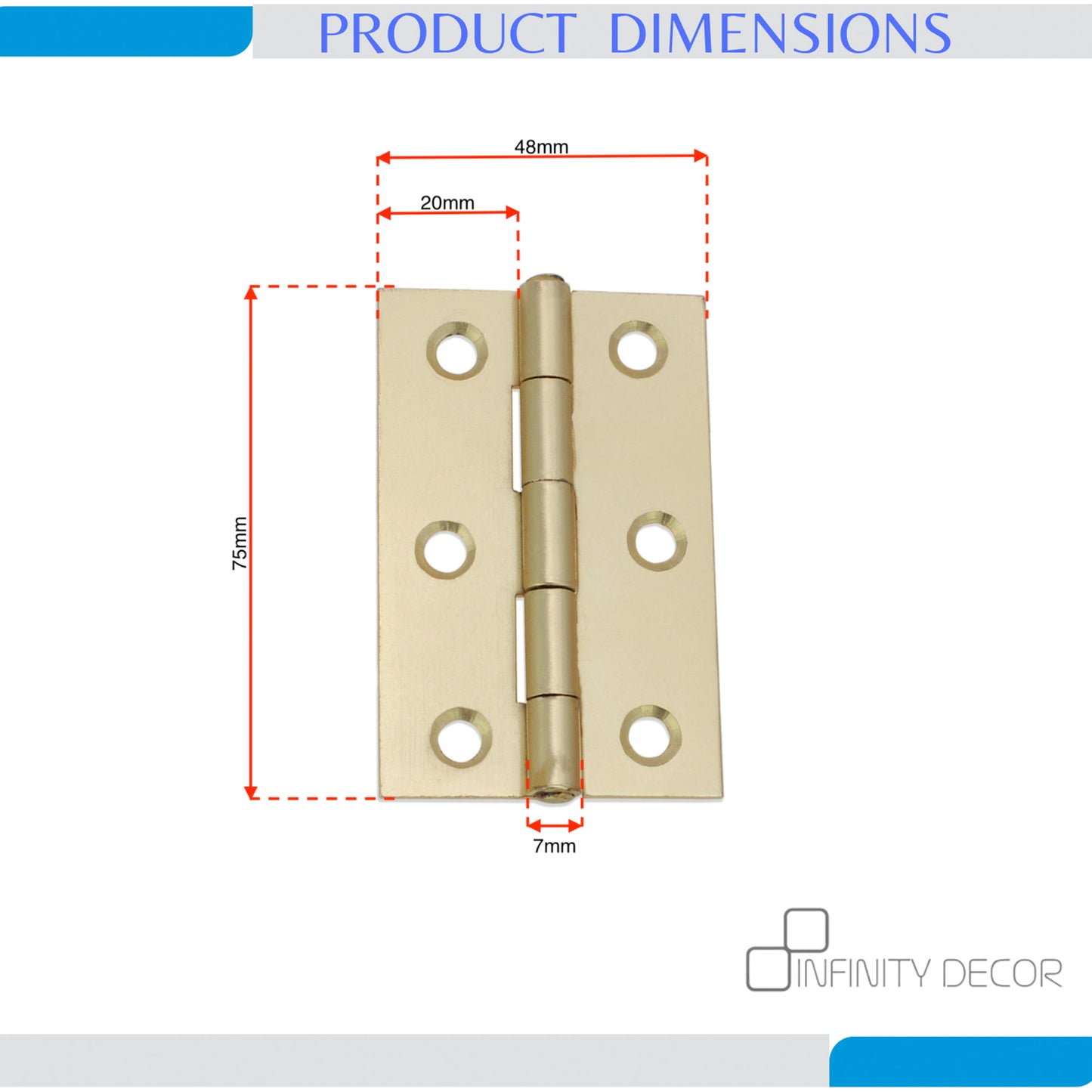 NON CE Mild Steel Butt Hinges - Satin Brass