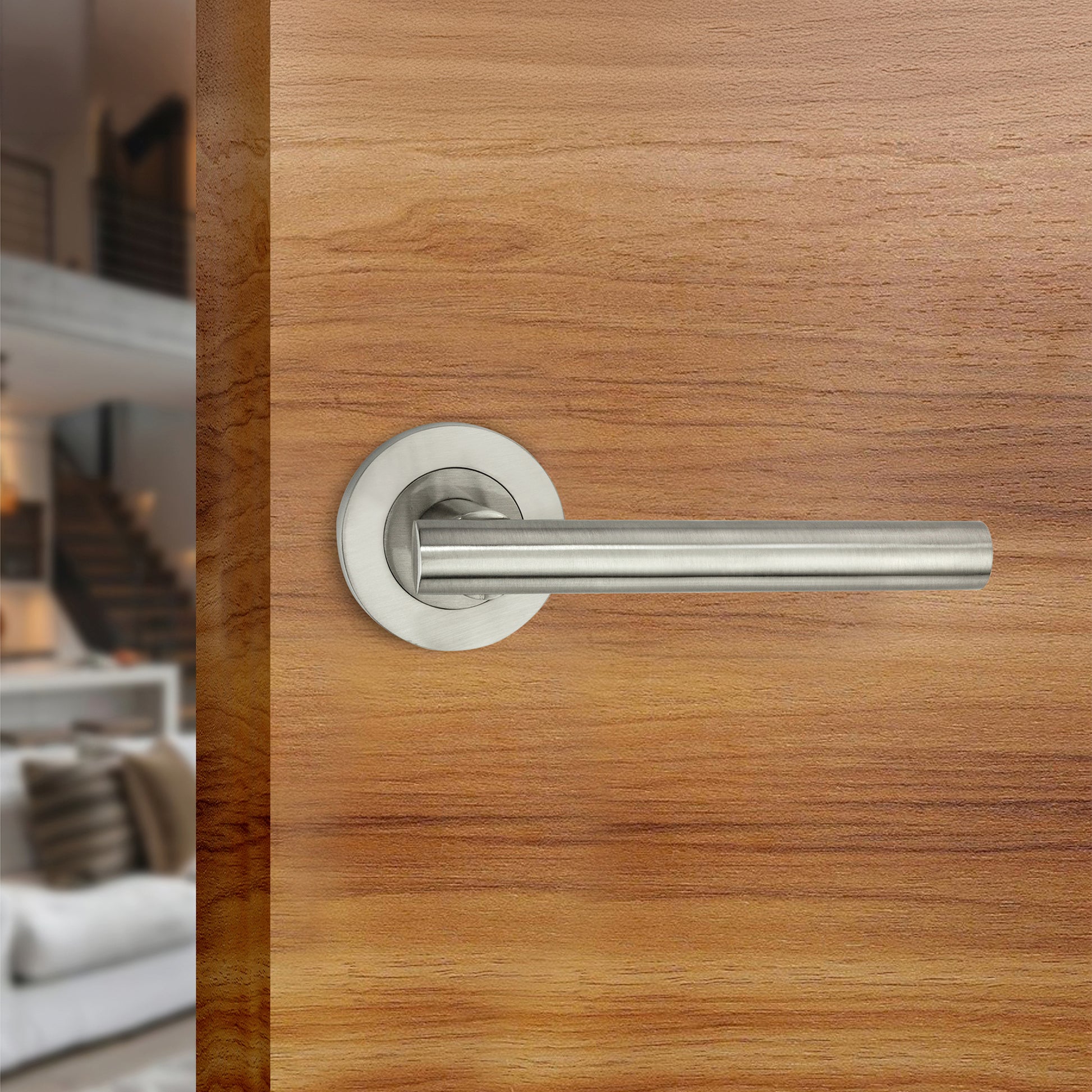 Satin Nickel Lever on Rose Latch Set