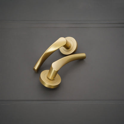 Satin Brass Lever Door Handle Home Decor 