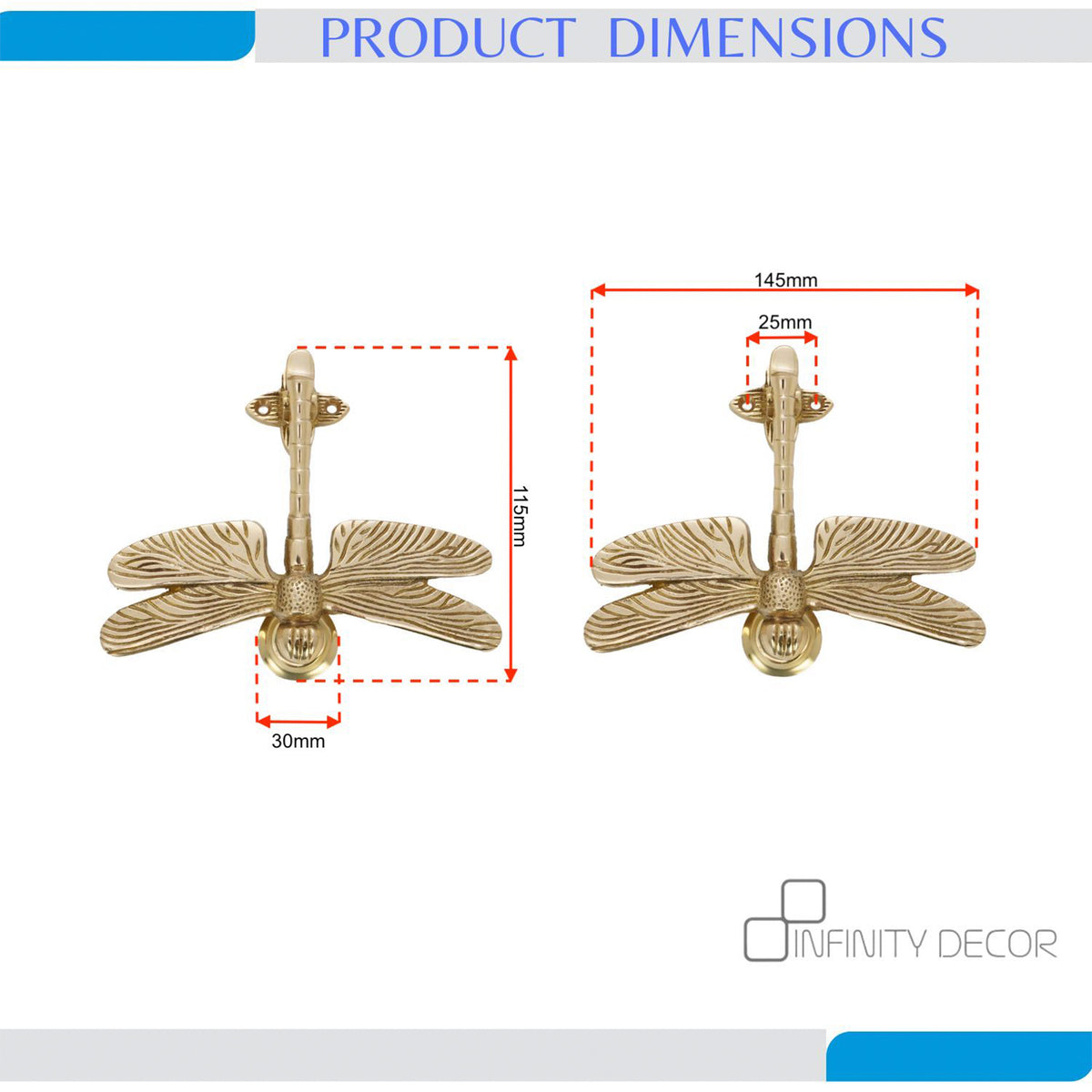 Polished Brass Dragonfly Door Knocker Home Decor