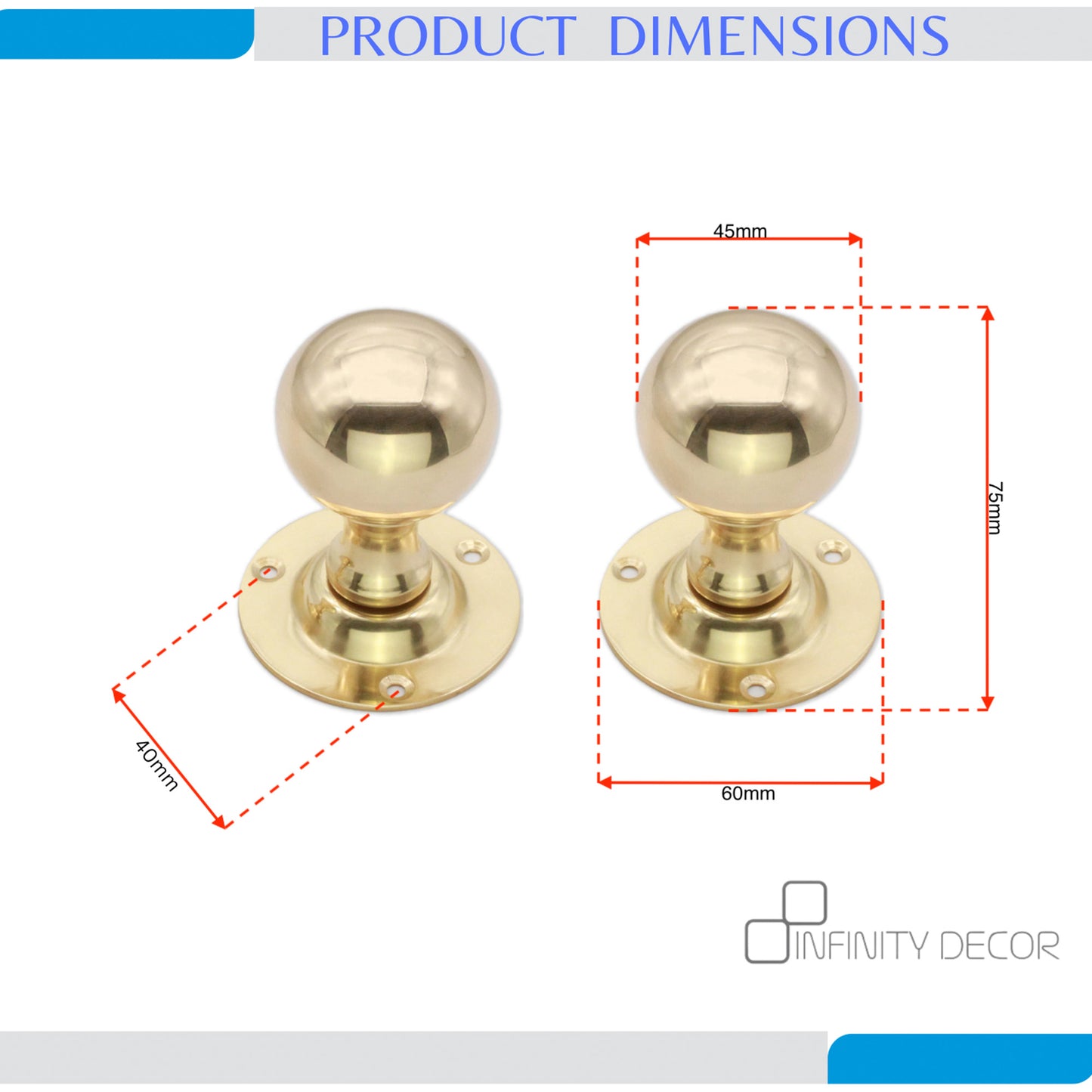 Bouton de porte boule en laiton poli