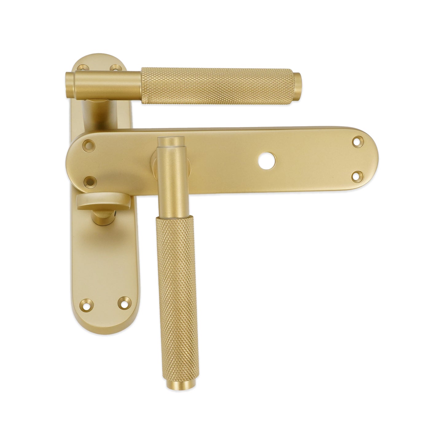 Connaught Knurled Lever on Backplate Privacy Satin Brass