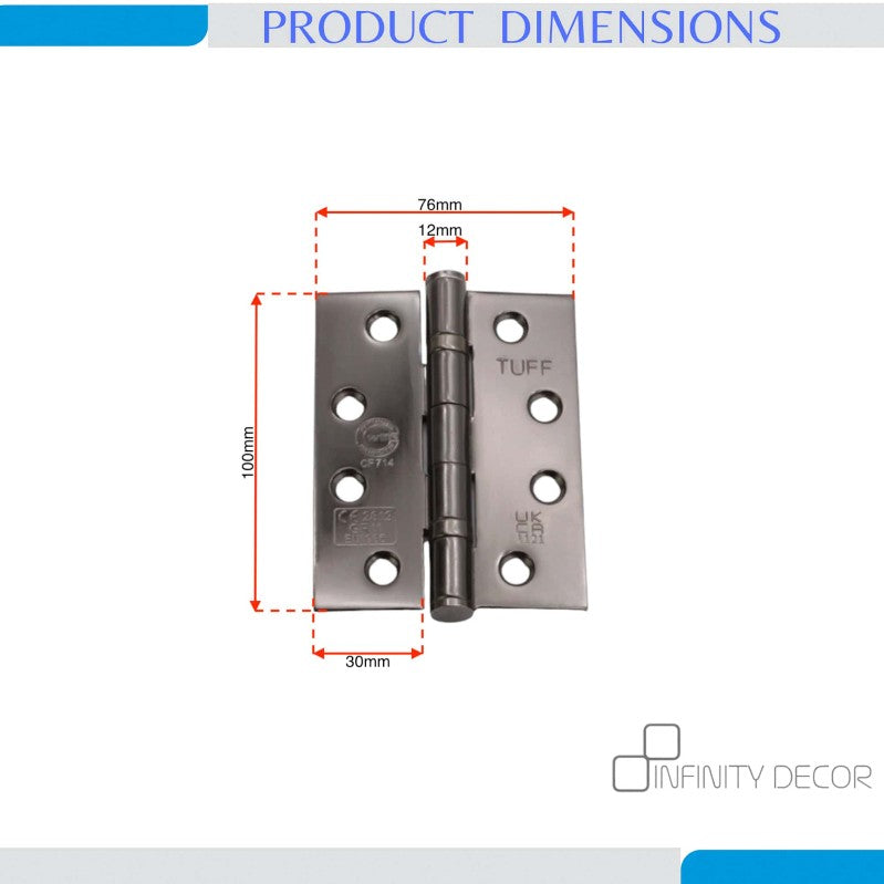 CE11 Mild Steel BB Butt Hinge - Black Nickel