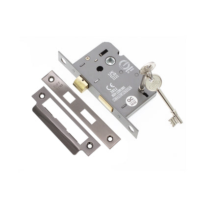 2.5" CE 3 Lever Mortice Sash Lock FD60 - Black Nickel