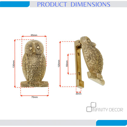 Heurtoir de porte hibou en laiton poli