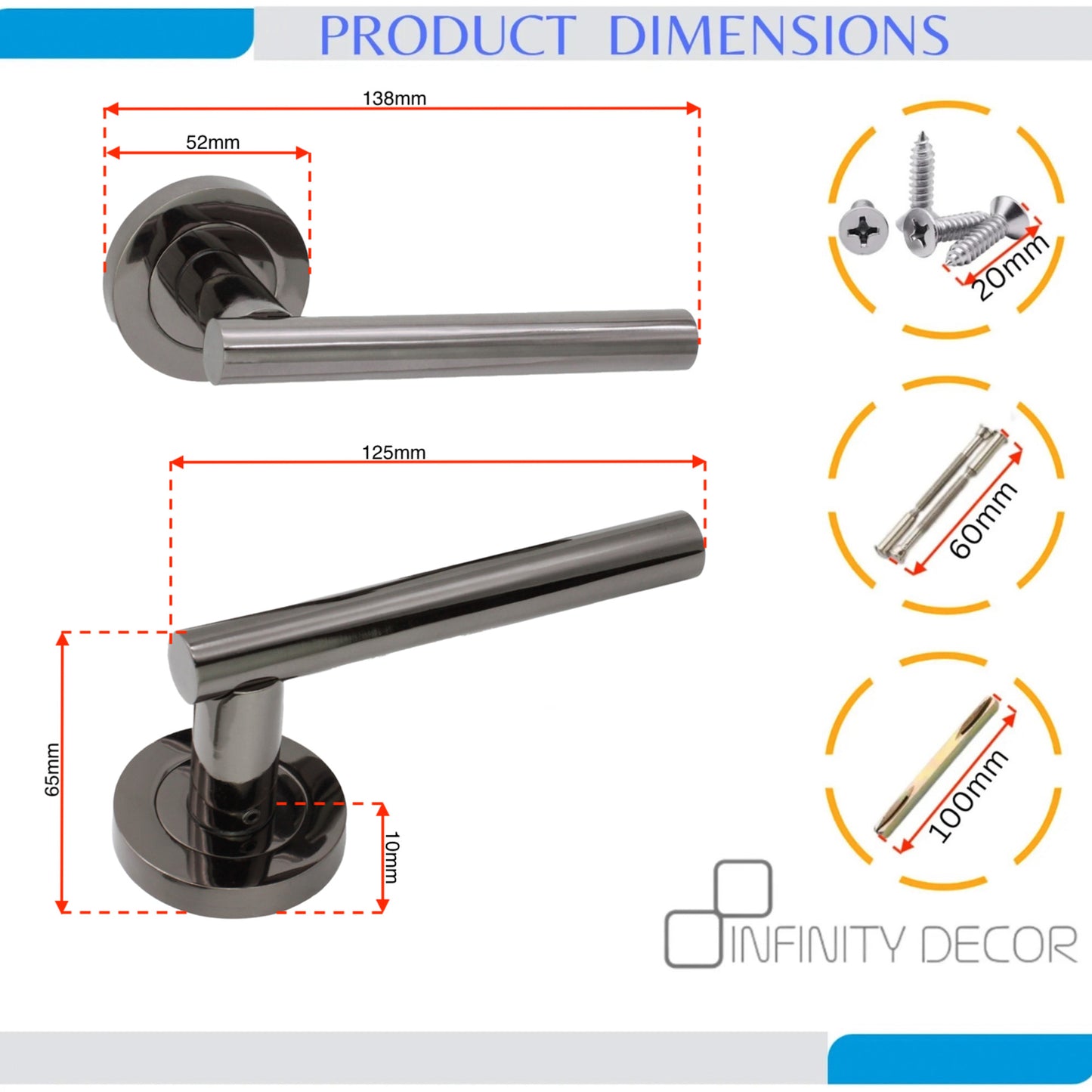 Black Nickel Lever on Rose Door Handle Home Decor 