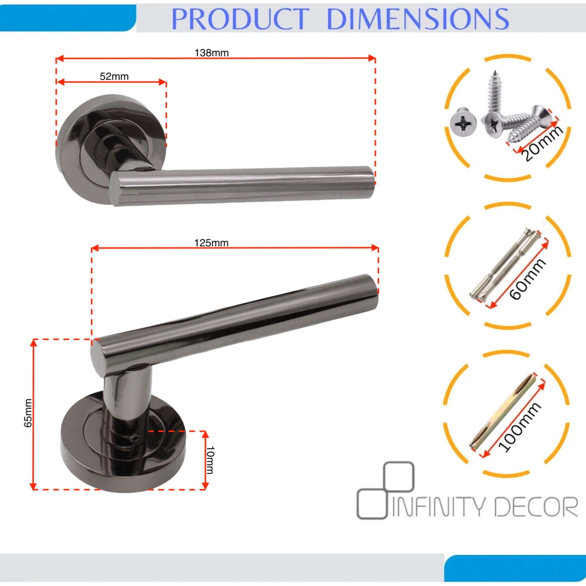 Black Nickel Lever on Rose Door Handle Home Decor 