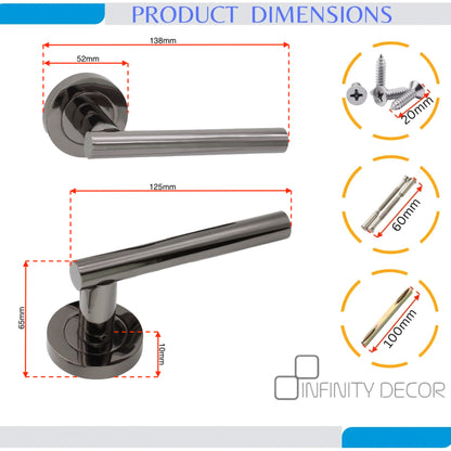 Black Nickel Lever on Rose Door Handle Home Decor 