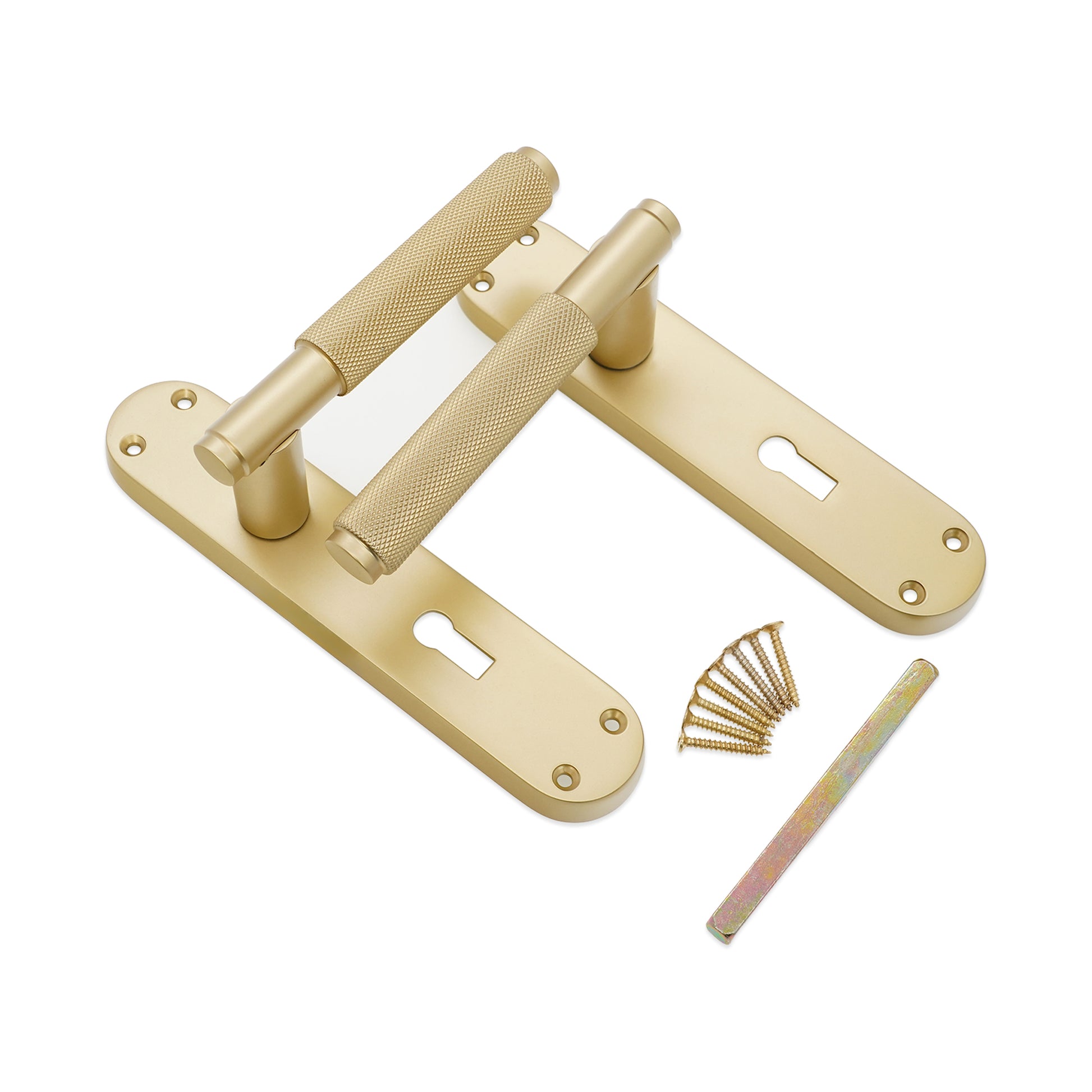 Satin Brass Lever on Backplate Lock Home Decor  