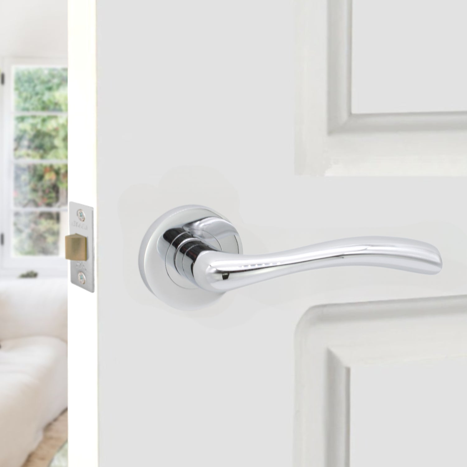 Polished Chrome Lever Door Handle Home Decor 
