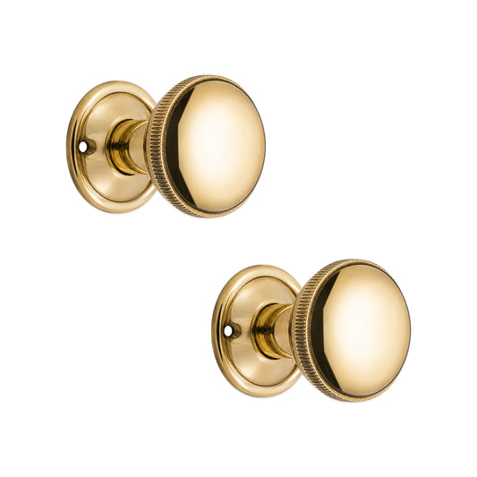 Edwardian Ball Rim/Mortice Door Knob Aged Brass