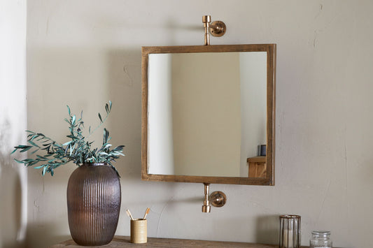 Visala Square Swivel Wall Mirror - Antique Brass