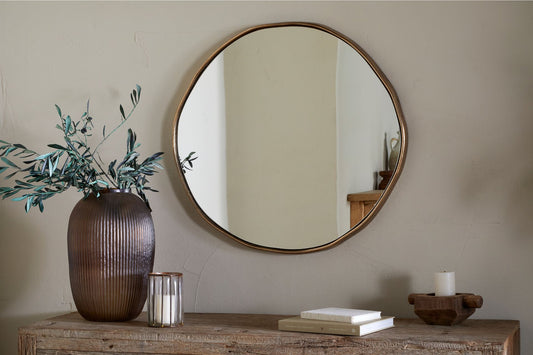 Mchanga Organic Shape Mirror - Antique Brass