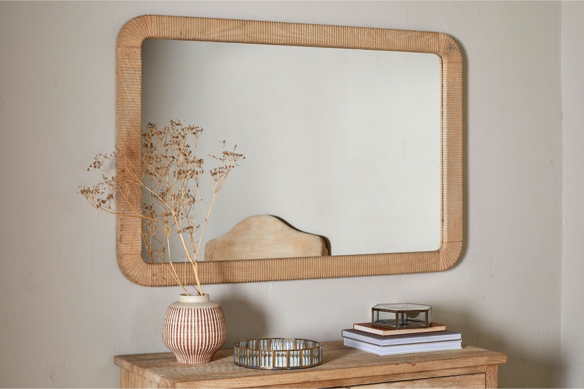 Rectangular Wood Mirror Home Decor