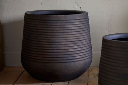 Metal Grooved Planter Home Decor