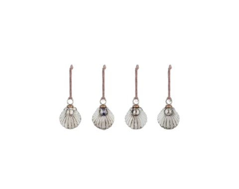 Sohni Shell Gold & Cream Baubles (Set of 4)