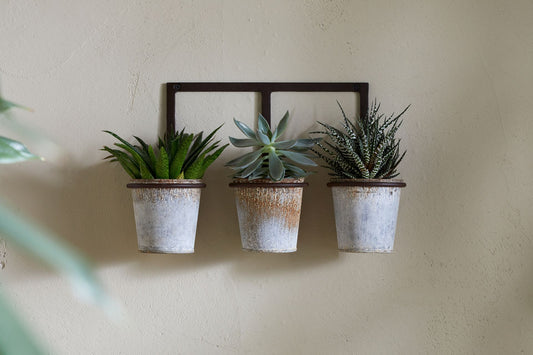 Tukana Triple Wall Hung Planter - Zinc