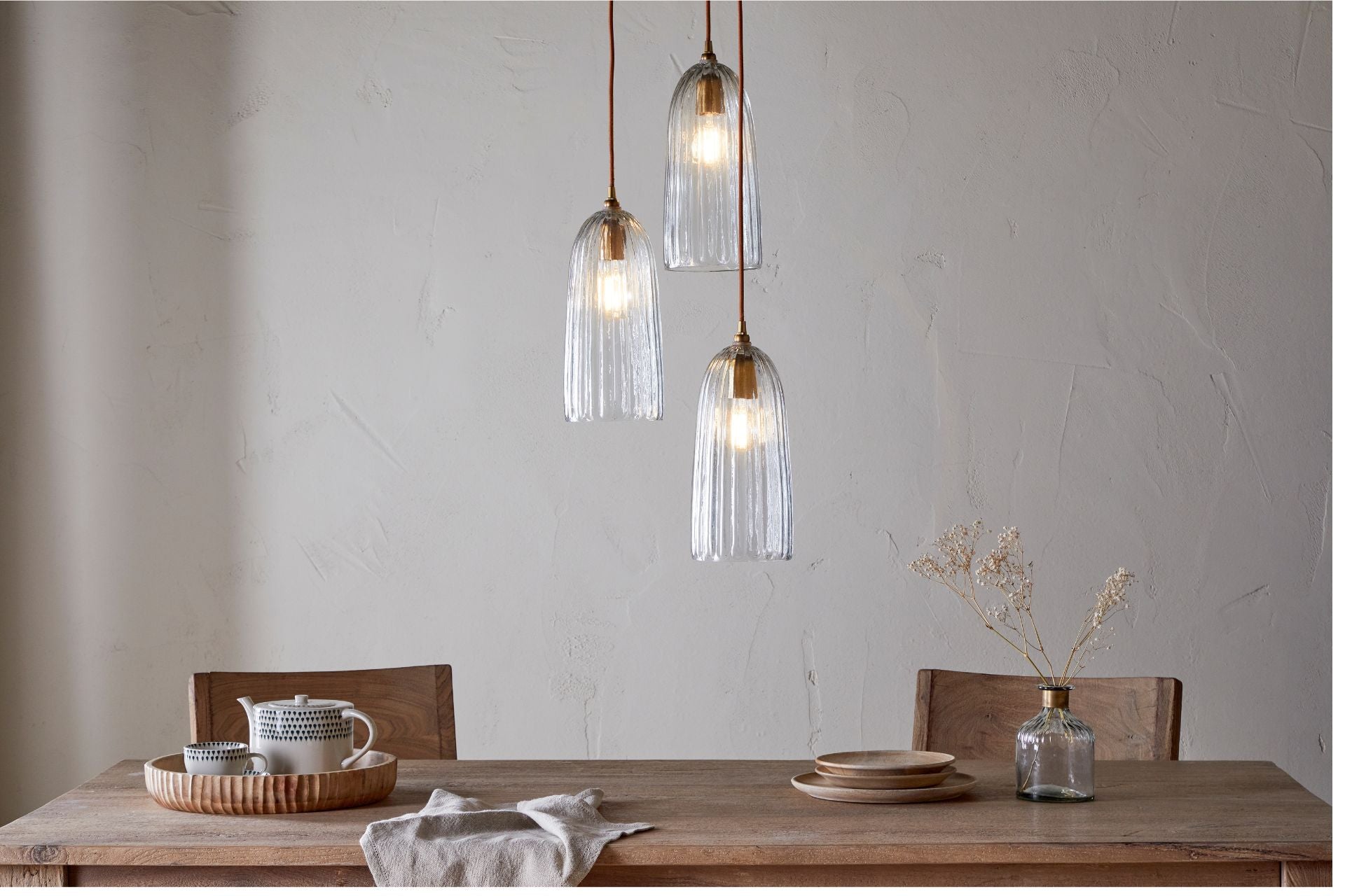 Fluted Recycled Glass Cluster Light Home Decor