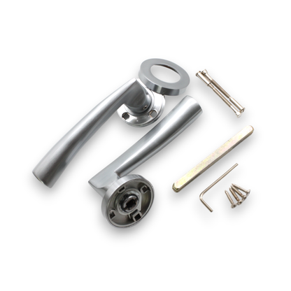 Poignée de porte Leygo à levier, loquet chromé satiné