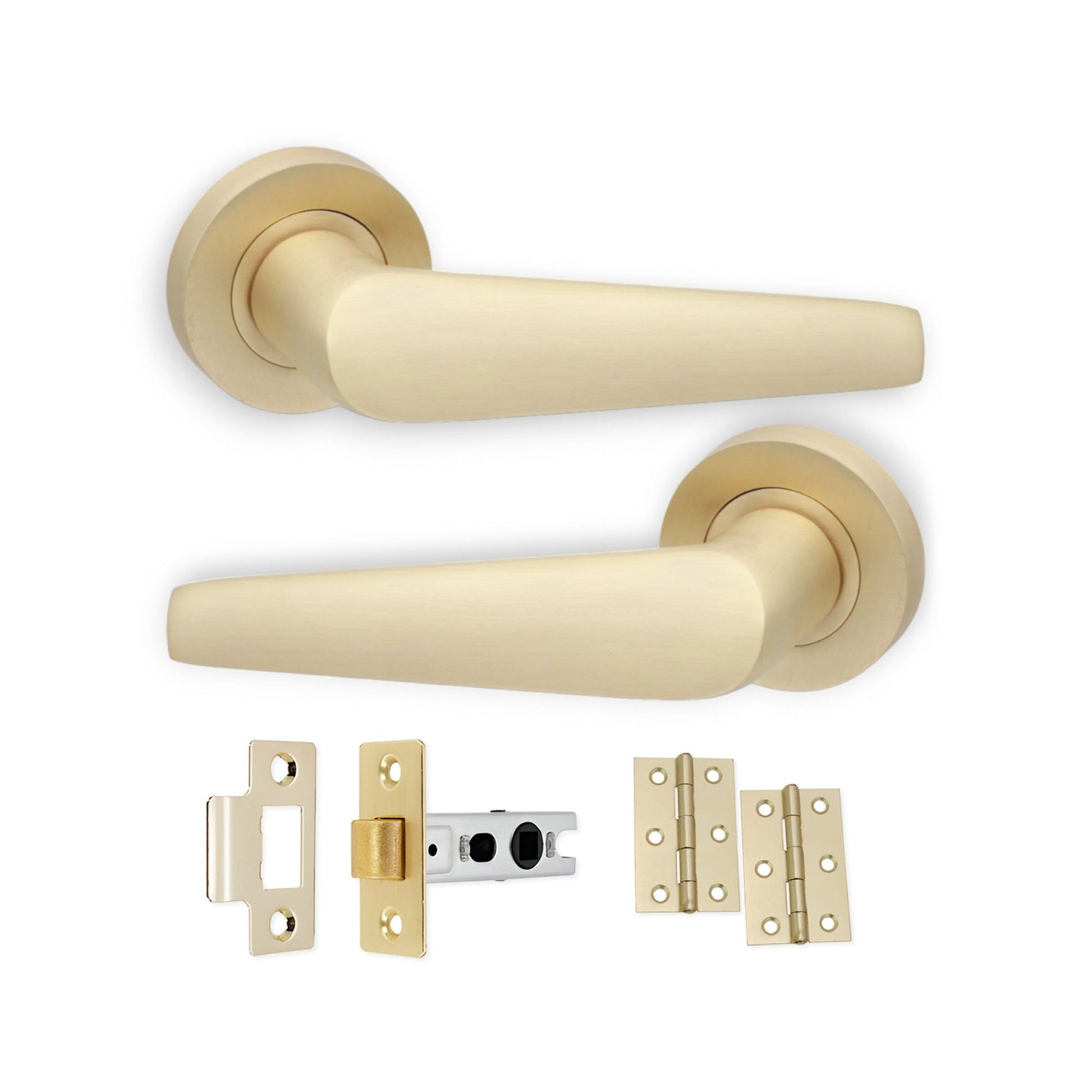 Satin Brass Lever on Rose Latch Pack Home Decor