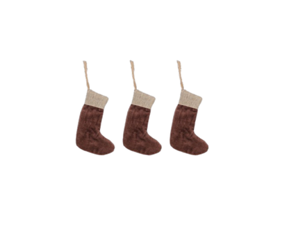 Karru Cotton Velvet Mini Stocking Rich Mocha (Set of 3)