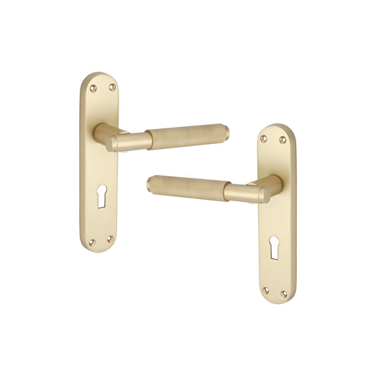 Connaught Knurled Lever on Backplate Lock Satin Brass