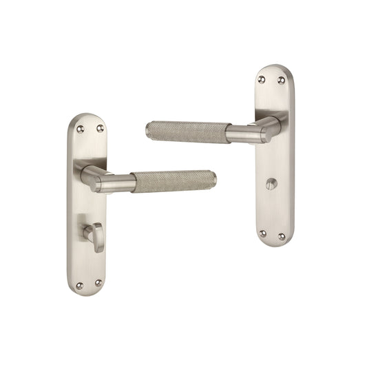 Connaught Knurled Lever on Backplate Bathroom Satin Nickel