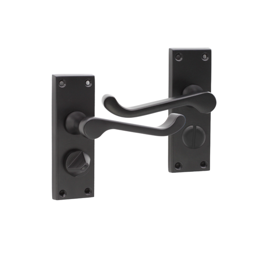 Victorian Scroll Privacy Lever Handle 115mm Matt Black