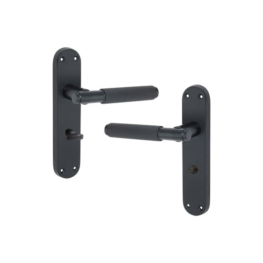 Connaught Knurled Lever on Backplate Bathroom Matt Black