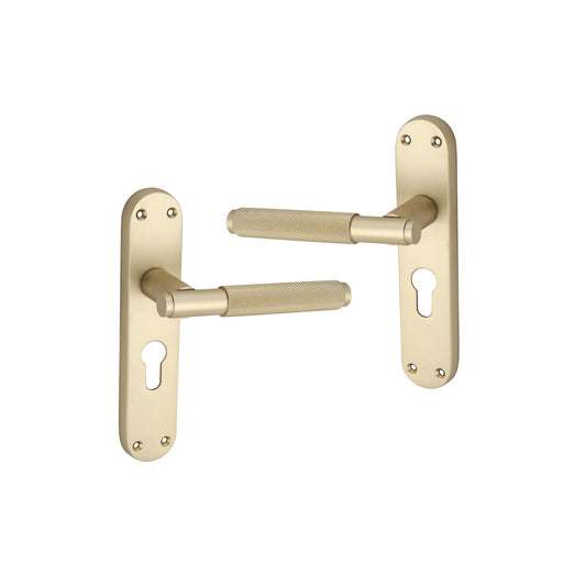 Connaught Knurled Lever on Backplate Euro Satin Brass