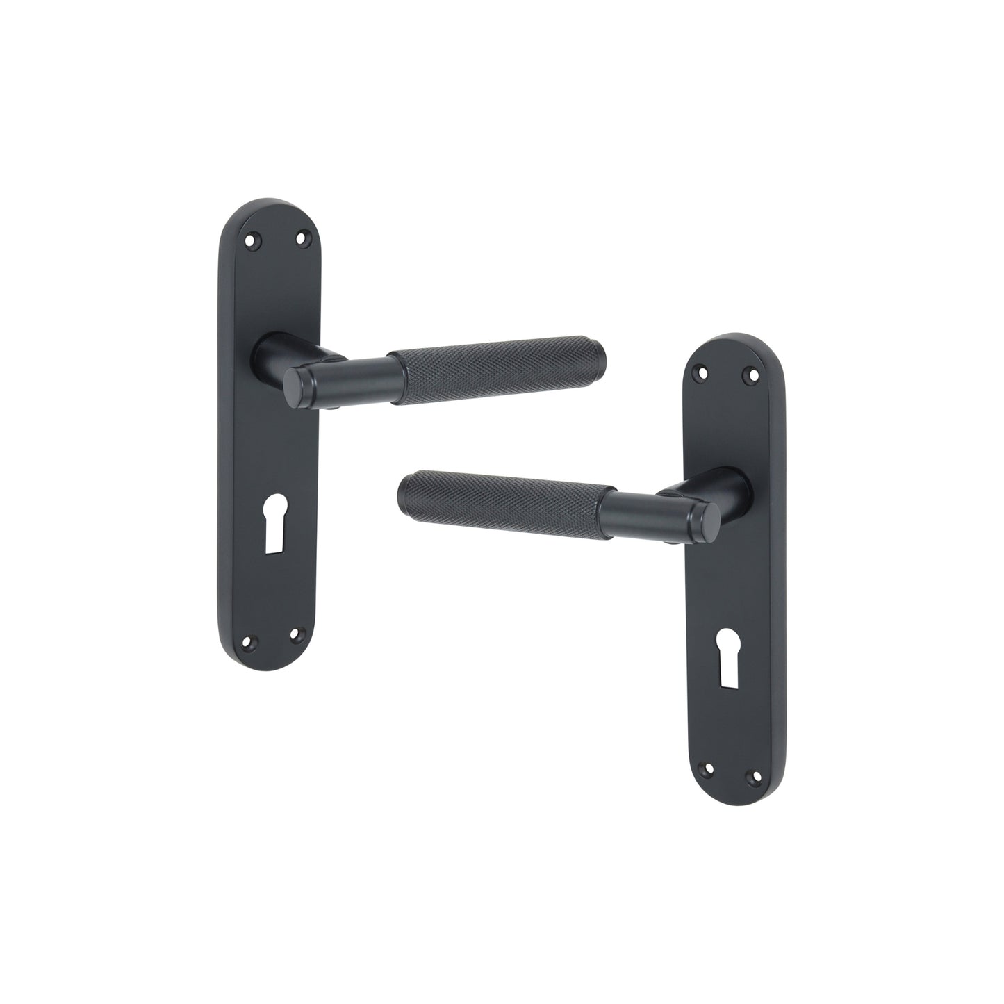Connaught Knurled Lever on Backplate Lock Matt Black