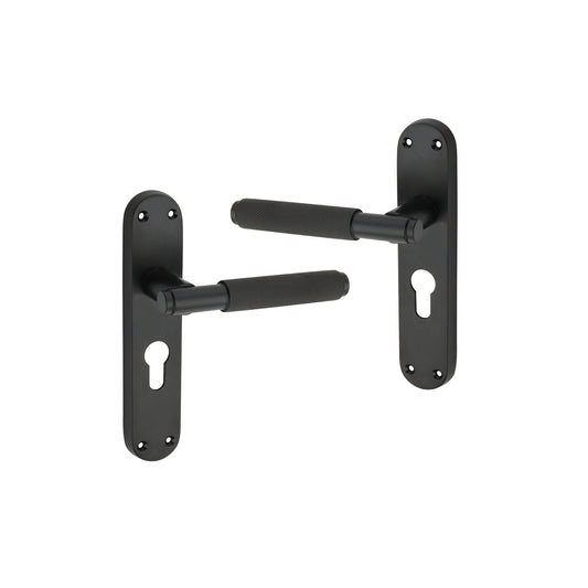 Connaught Knurled Lever on Backplate Euro Matt Black