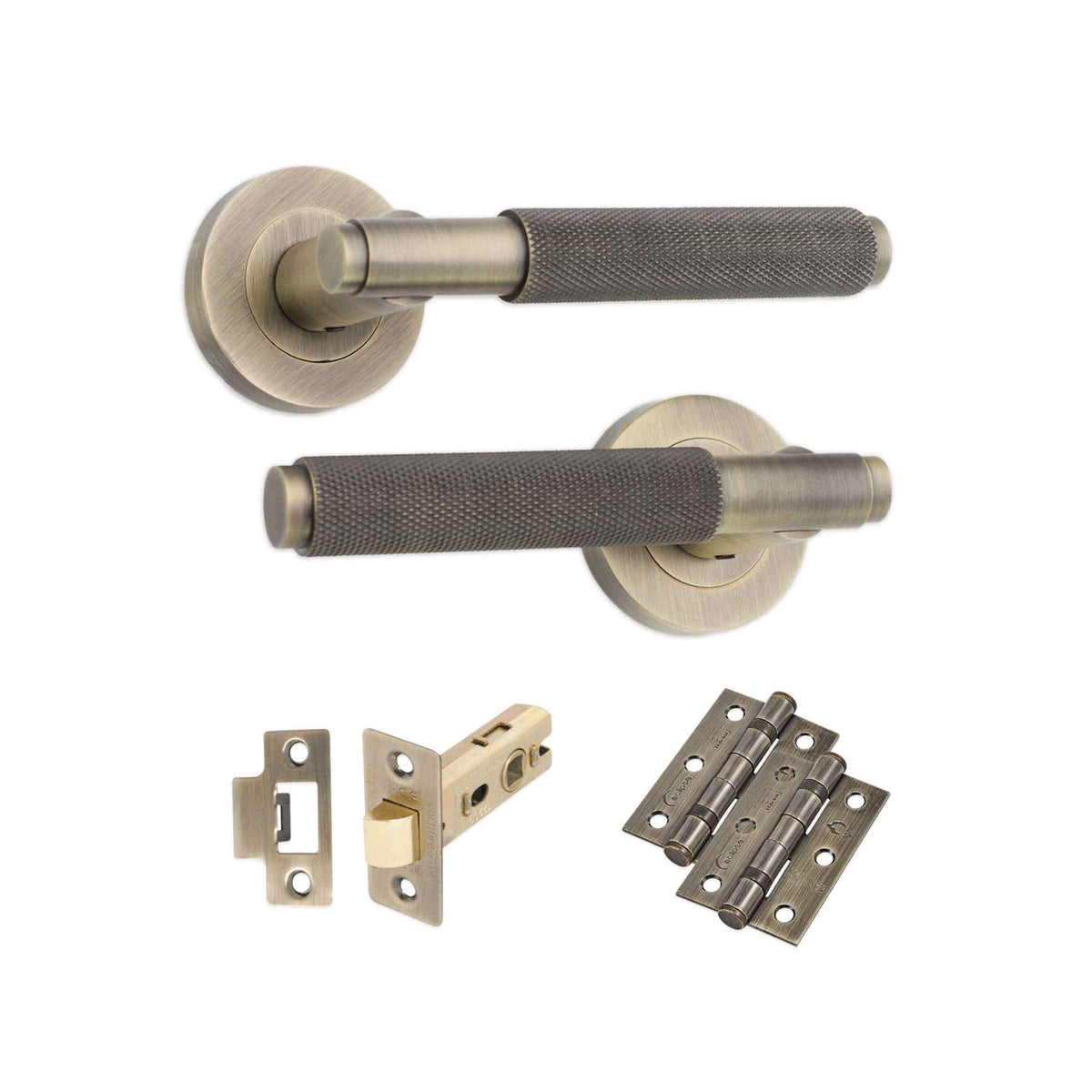 Knurled Lever on Rose Matt Antique Latch Pack Home Decor