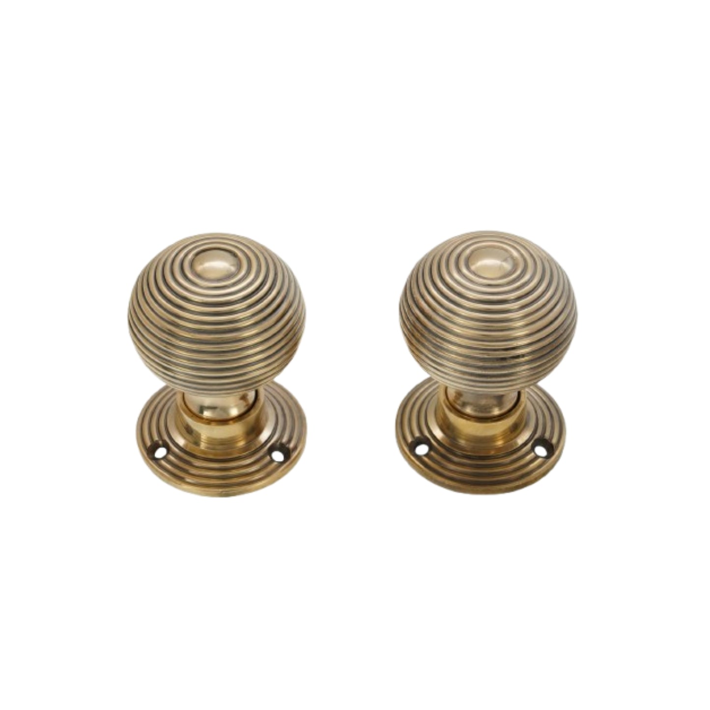 Hollow Beehive 50mm Rim/Mortice Door Knob Aged Brass