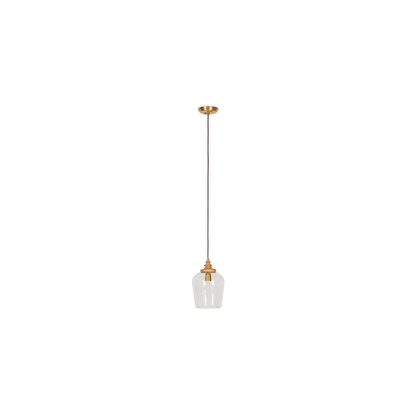 Varuna Mango Wood & Glass Pendant Lamp - Natural & Clear