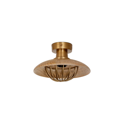 Chakai Wood & Metal Flush Ceiling Light
