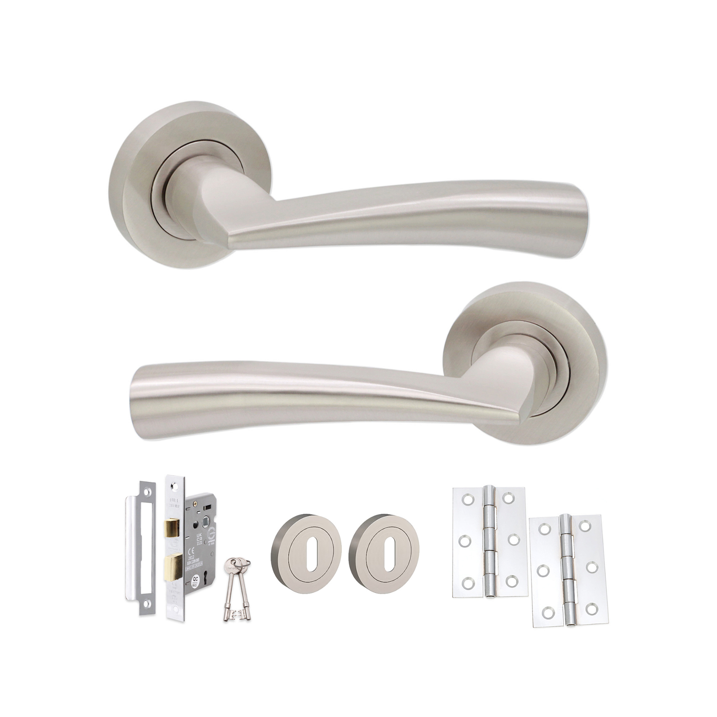 Satin Nickel  Lever Door Handle Door Handle Lock Pack Home Decor 