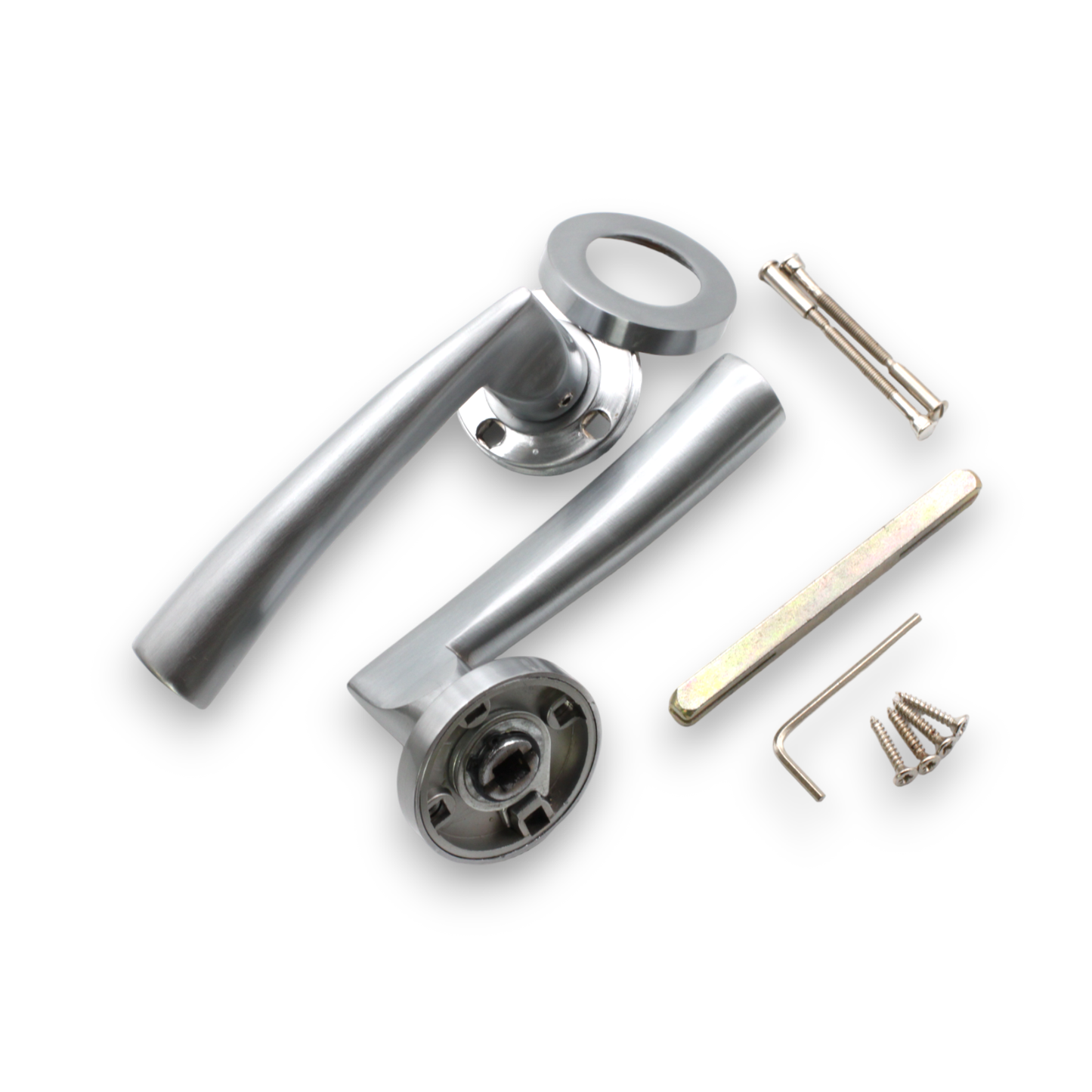 Satin Chrome Lever on Rose Door Handle Lock Pack Home Decor 