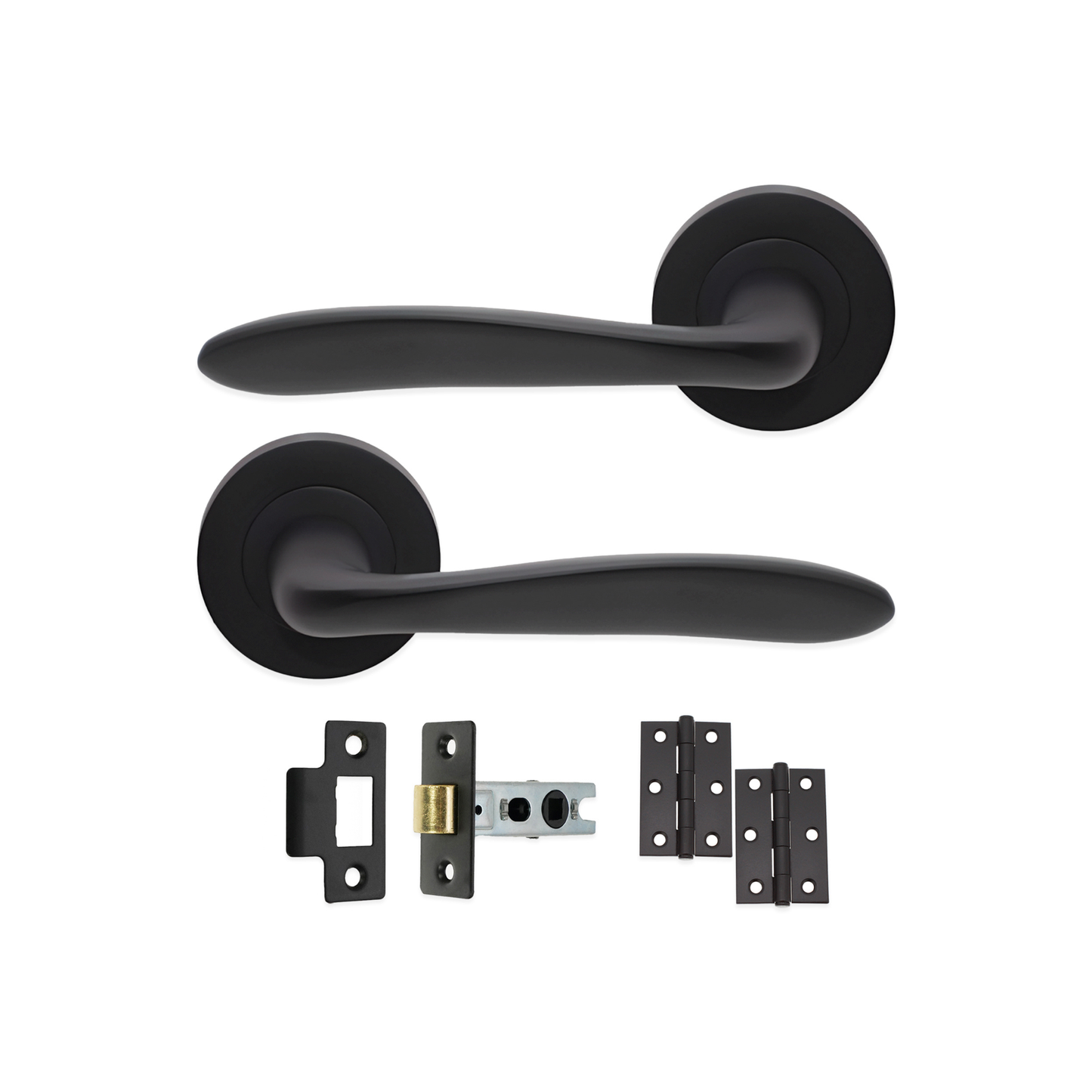Matt Black Lever on Rose Latch Pack Home Decor 