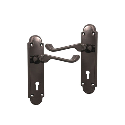 Black Nickel Lever on Backplate Lock Door Handle Home Decor  