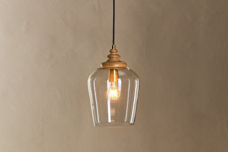 Wood & Glass Pendant Lamp Home Decor