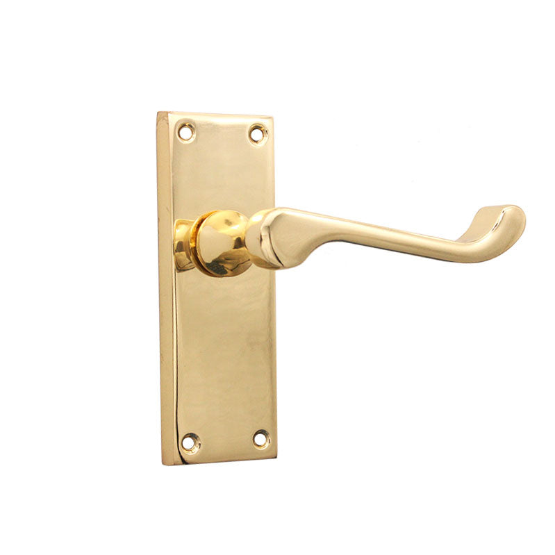 Victorian Scroll Latch Lever Handle 115mm Polished Brass