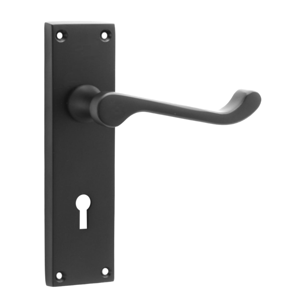 Victorian Scroll Lock Lever Handle 150mm Matt Black – Infinity Decor
