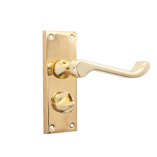 Victorian Scroll Privacy Lever Handle 115mm Polished Brass